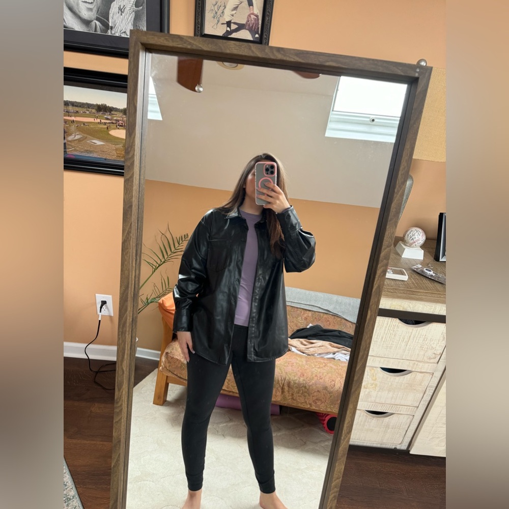 Zara Black Faux Leather Shacket